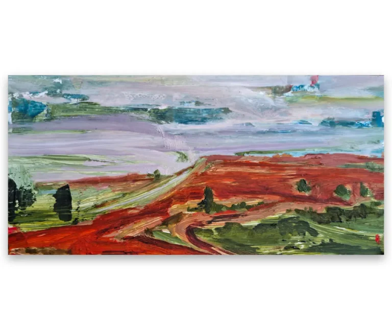 Oil painting on paper Abstract landscape painting Başak Çolak 2024