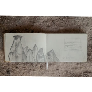 Sketchbook pages artist residency program charcoal on paper