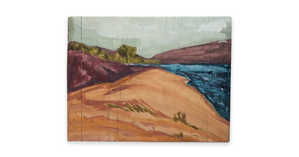 Wind&Wave No.1 Oil on found wood, 26x33 cm, 2026