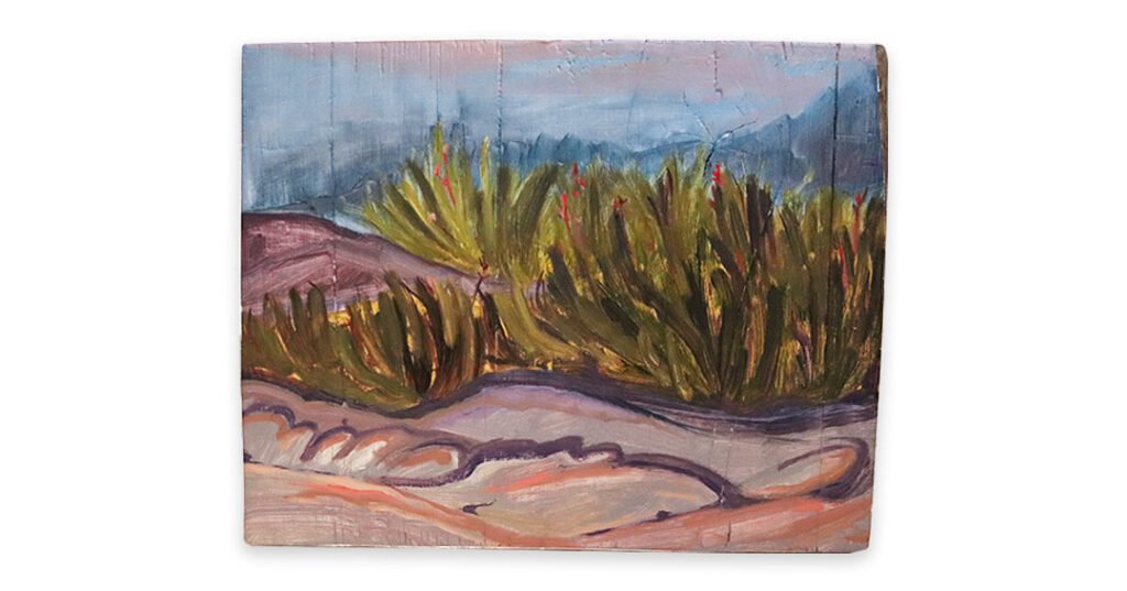Wind&Wave No.2, Oil on found wood, 26x33 cm, 2026