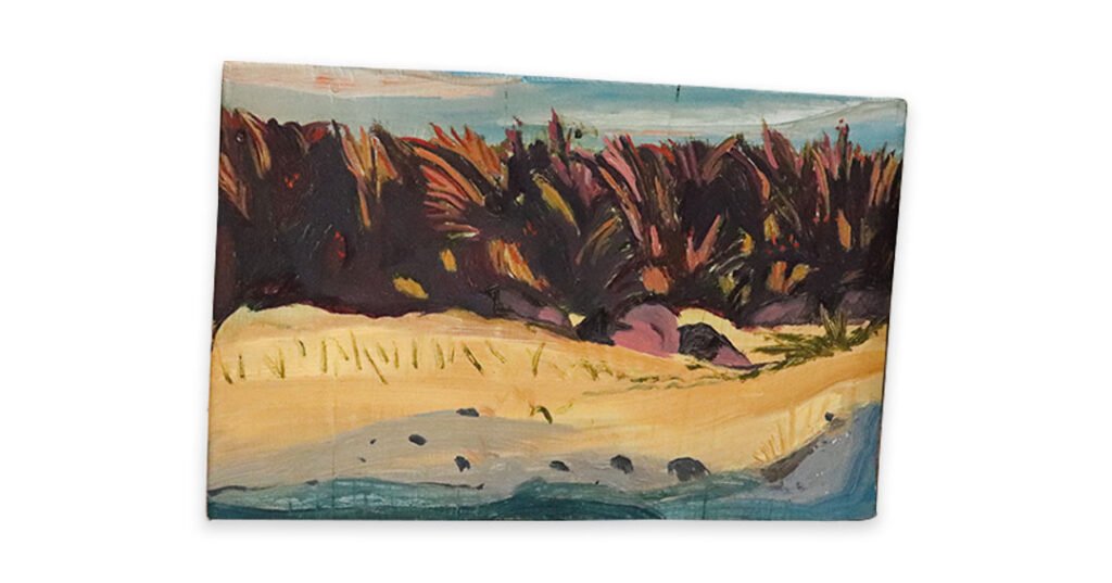 Wind&Wave No.3, Oil on found wood, 26x33 cm, 2026