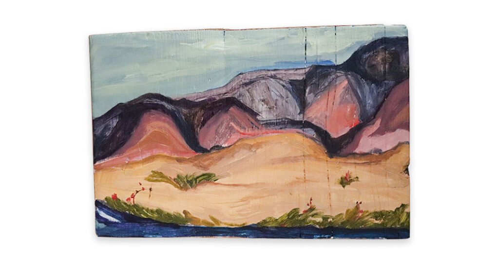 Wind&Wave No.4, Oil on found wood, 26x33 cm, 2026