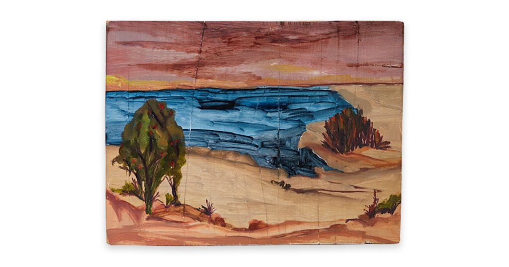 Wind&Wave No.5, Oil on found wood, 26x33 cm, 2026